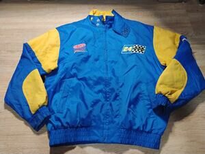 Vintage 90s Nutmeg Jeff Gordon 24 NASCAR Jacket L Blue Yellow M